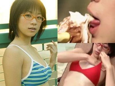 時●あみアイス擬似フェラ&セルフマッサージ
